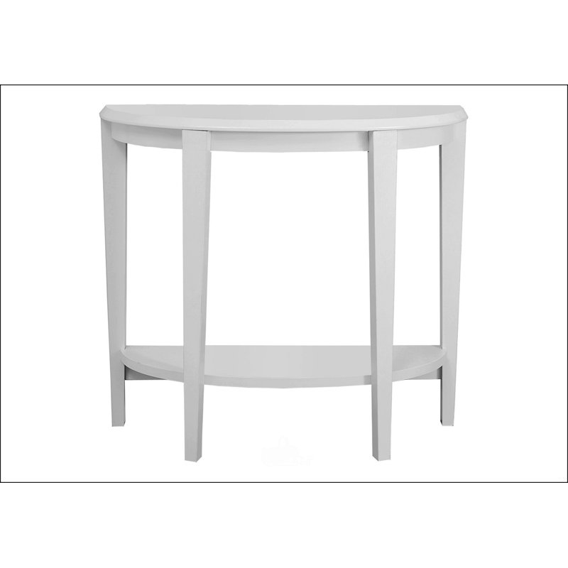 Charming Half-Moon Console Table With Extra Storage Shelf For Stylish Spaces., White