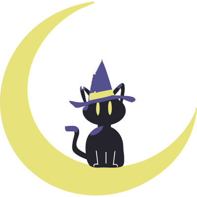Décalcomanie murale en forme de demi-lune chat