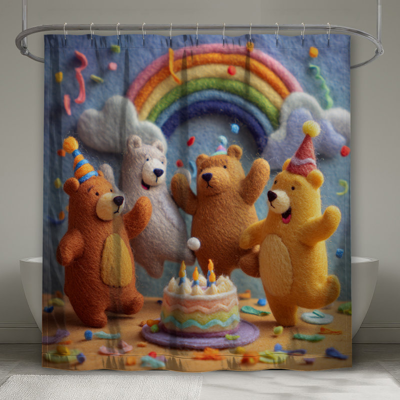 Rideaux de douche Felt Bear, L 70 po x H 93 po