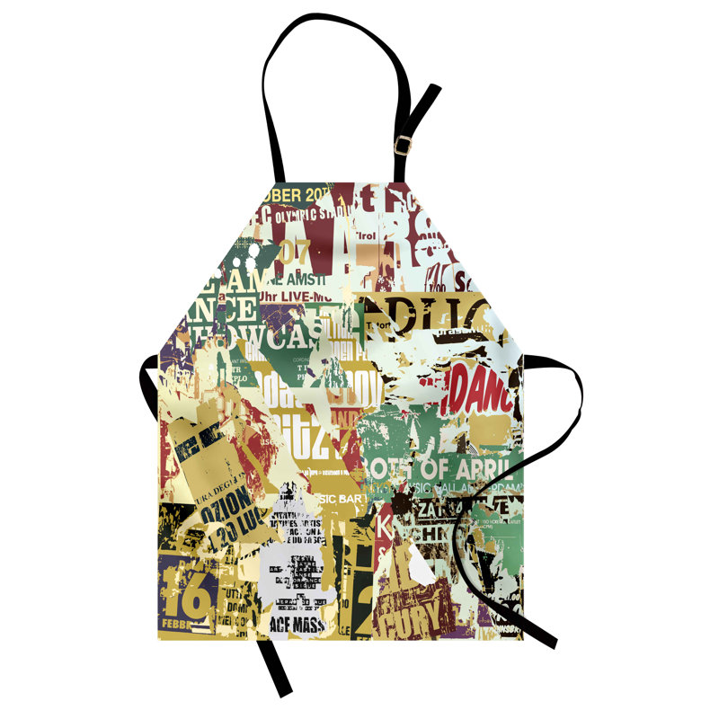 East Urban Home Retro Apron Unisex, Old Torn Posters Collage, Adult Size, Multicolor