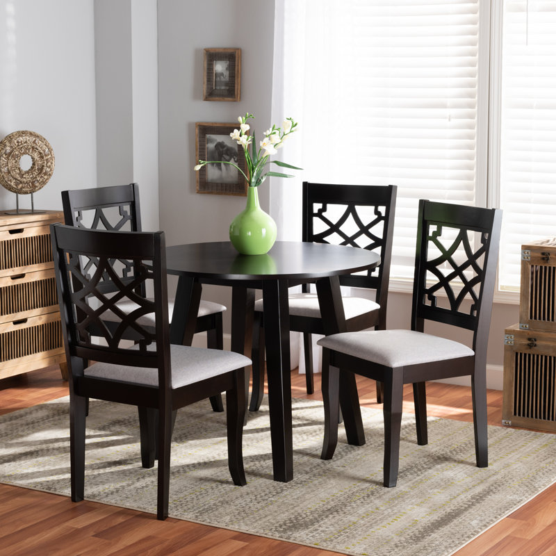 4 - Person Solid Wood Top Four Leg Dining Set, Dark Brown