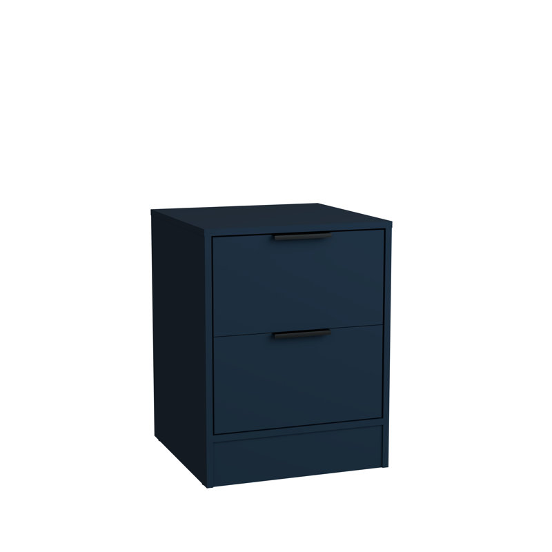 Yeriel Modern 17.7"W 2-Drawer Nightstand – Compact Bedroom or Side Table, Blue, Individual