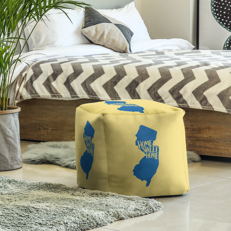 Repose-pieds cube new jersey home, Bleu foncé / Jaune