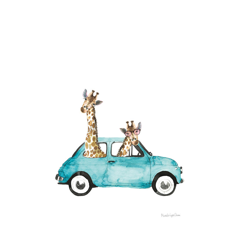 Giraffe Joy Ride III No Balloons by Mercedes Lopez Charro - Wrapped Canvas Painting, 91cm H x 61cm W x 3.8cm D