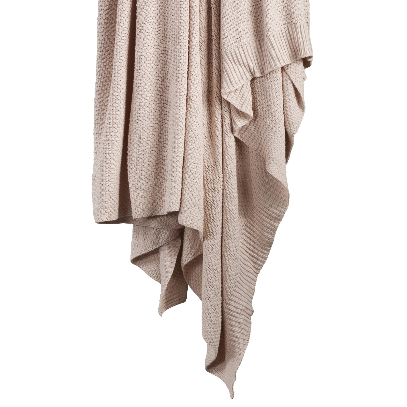 Cotton Knit Throw Blanket, Blush, Twin