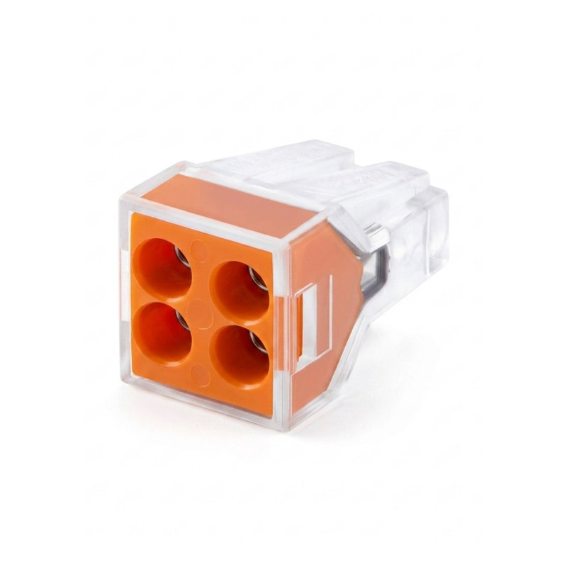 25 Pack Push Wire Connectors 4 Way, Terminal Block Connectors for Electrical Wiring, Clear Housing