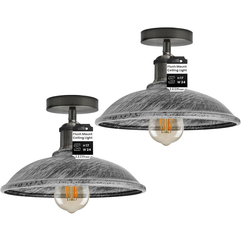 Semi Flush Mount, Brussed Silver