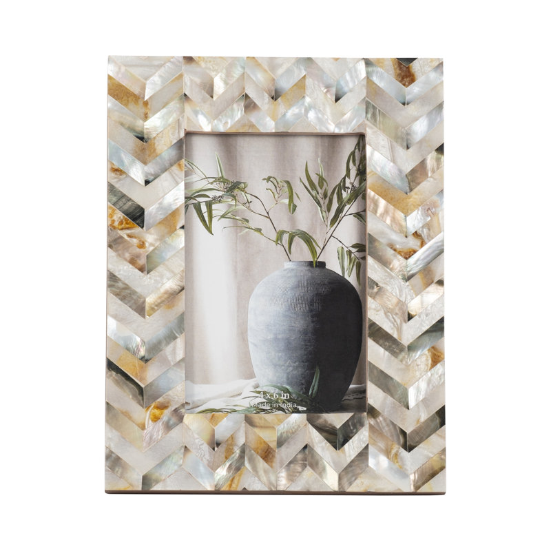 Foundry Select Capiz Multi Rectangle Zigzag Capiz Chevron Photo Frame, 4" x 6"
