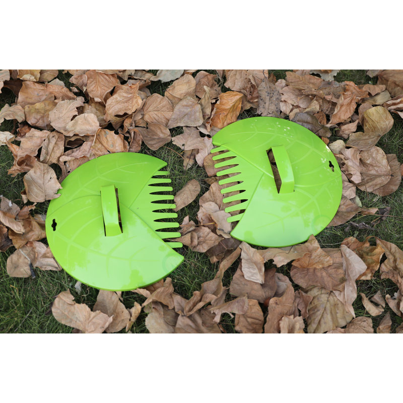 Red Plastic Leaf Scoops for Lawn and Garden Cleanup