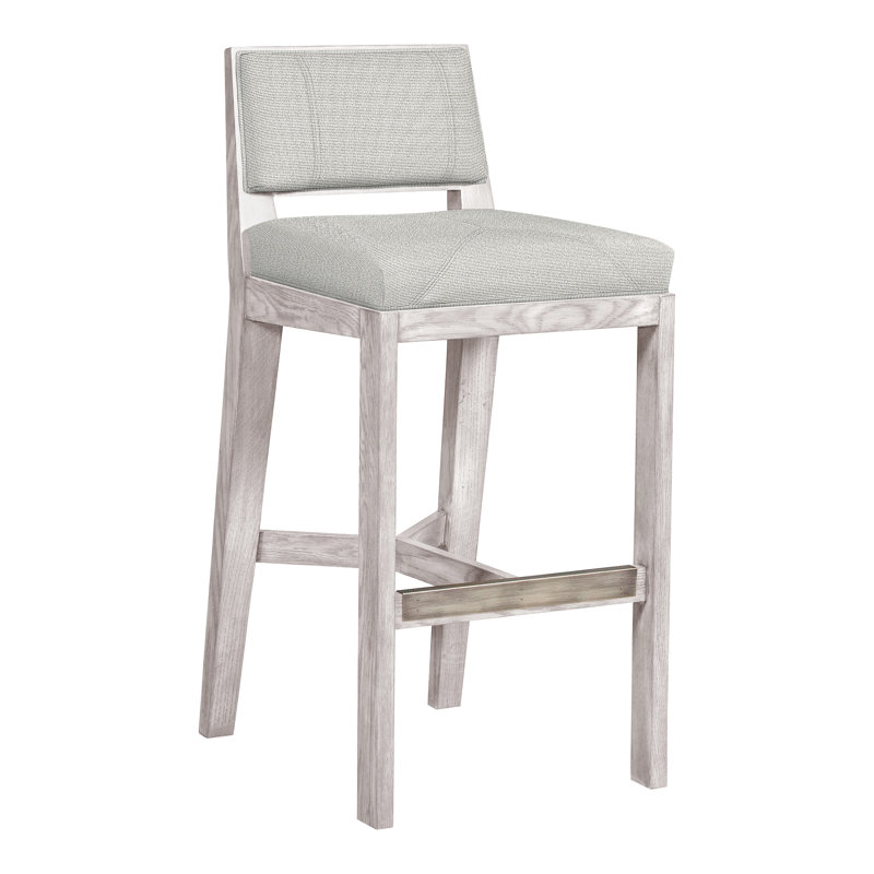 Scoville By Thom Filicia Upholstered Counter Stool with Solid Wood Frame, Callaloo Cotton, Dove Gray