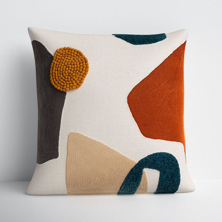 Fulbourn Abstract Cream/Burnt Orange/Charcoal Square Throw Cushion