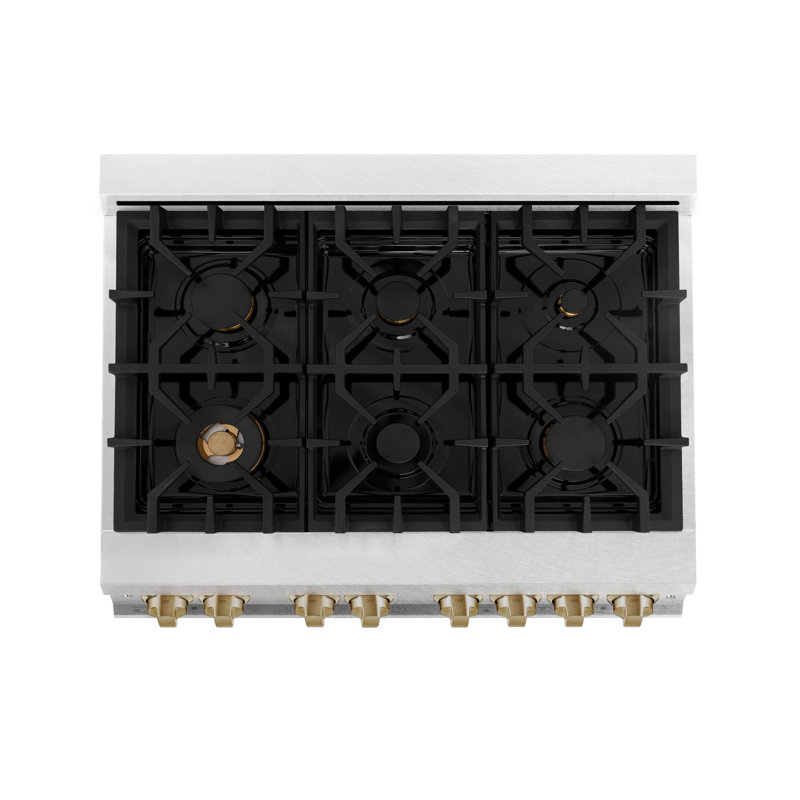 ZLINE Autograph 36" Legacy Dual Fuel Range, Gold Satin Stainless Steel