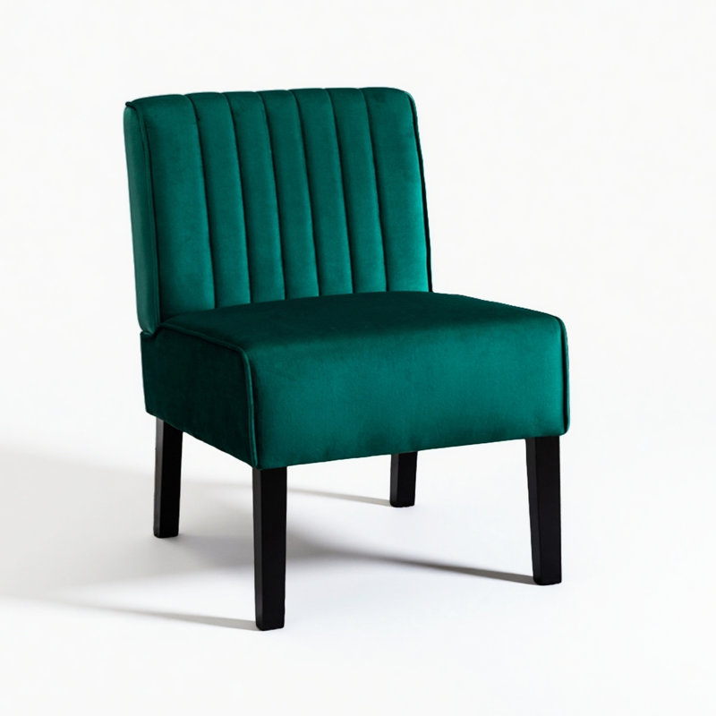 Fauteuil d'appoint en velours de style Mid-Century moderne avec 2 pieds en bois massif pour la chambre à coucher et le salon