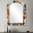 Predmore Rustic Hexagons Boho Pattern - Geometric Asymmetrical Unique Mirror, Brown Arch Large Wall Mirror, Printed Metal Art-686801742