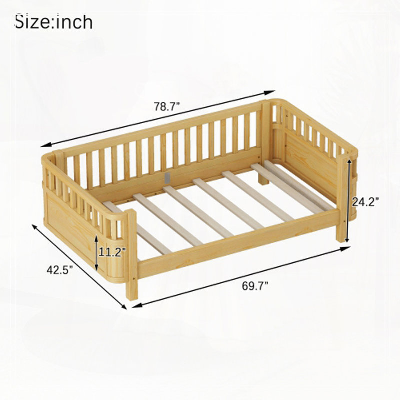 Wood Platform Bed, Natural, Twin