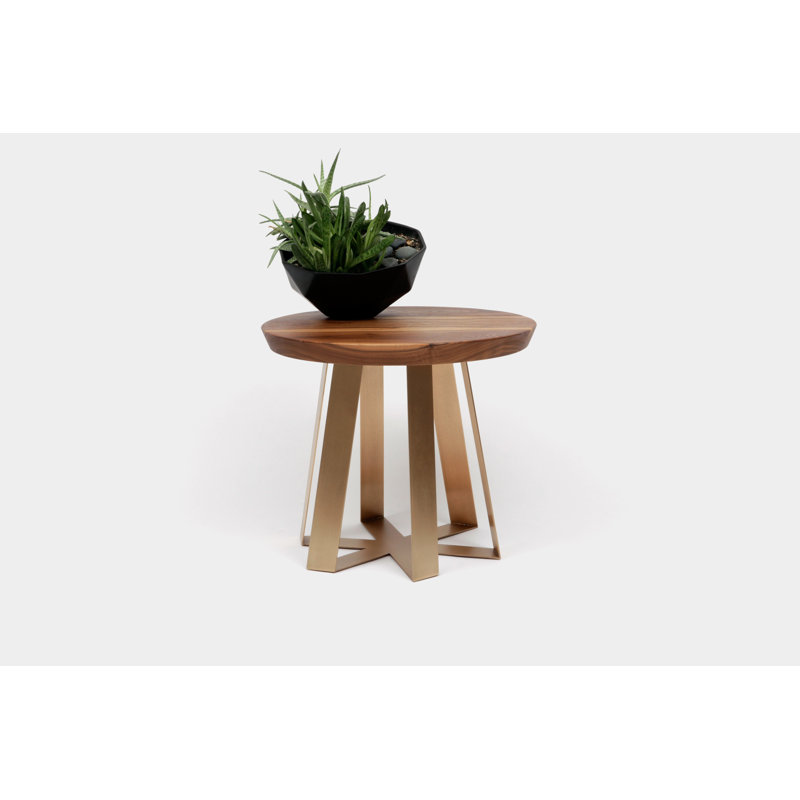 ARS Solid Wood End Table, Walnut, Orange