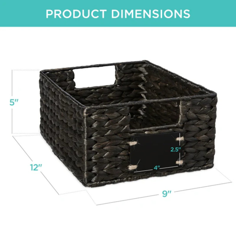 Pantry Baskets, Black, 5" H x 12" W x 9" D