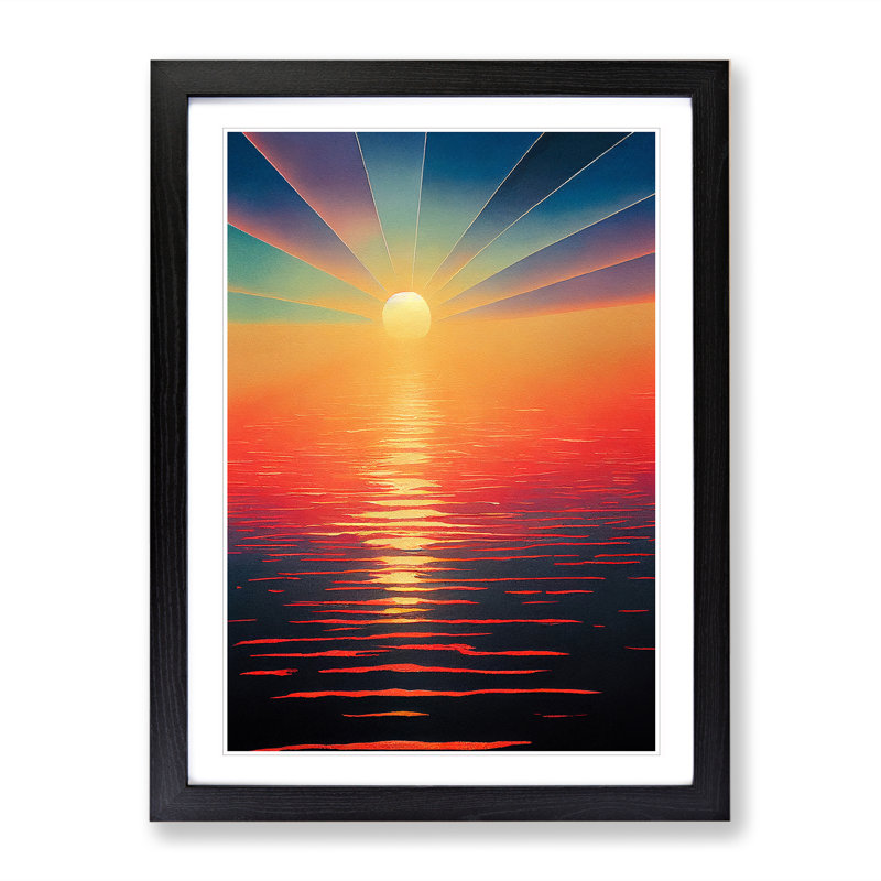 Enlightening Sunset View - Framed Print, Black, 64cm H x 46cm W