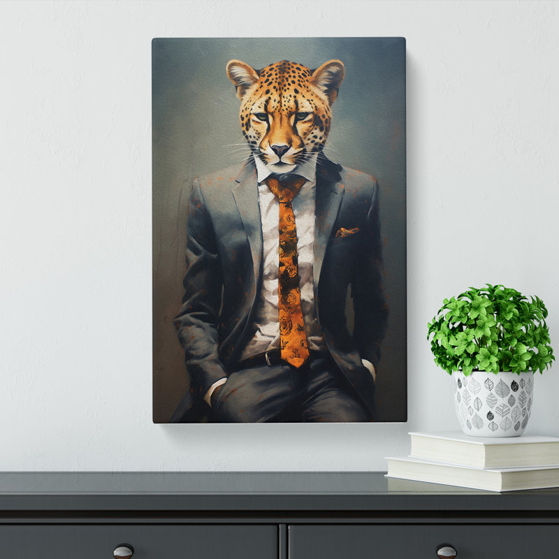 Cheetah In A Suit Painting No.4 - Wrapped Canvas, 60cm H x 40cm W x 3cm D