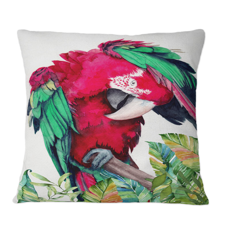 Coussin décoratif imprimé rouge et vert, 18 po x 18 po