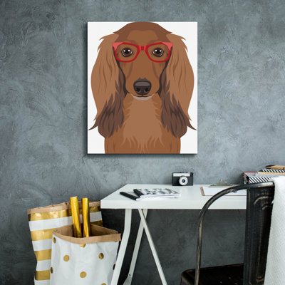 Long Haired Dachshund Wearing Hipster Glasses  by Furbaby Affiliates