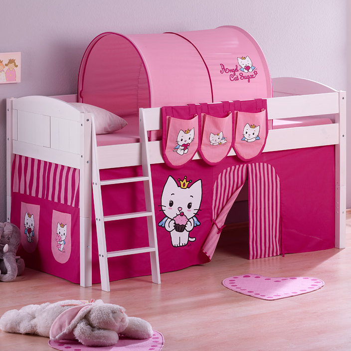 Angel Cat Sugar European Single Mid Sleeper Bed with Curtain