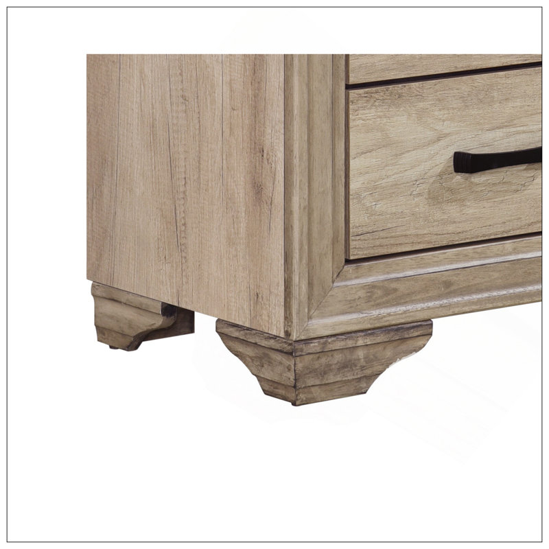 Table de chevet contemporaine à rallonge avec tiroirs, table de chevet en mélamine au fini naturel pour un maximum d'espace