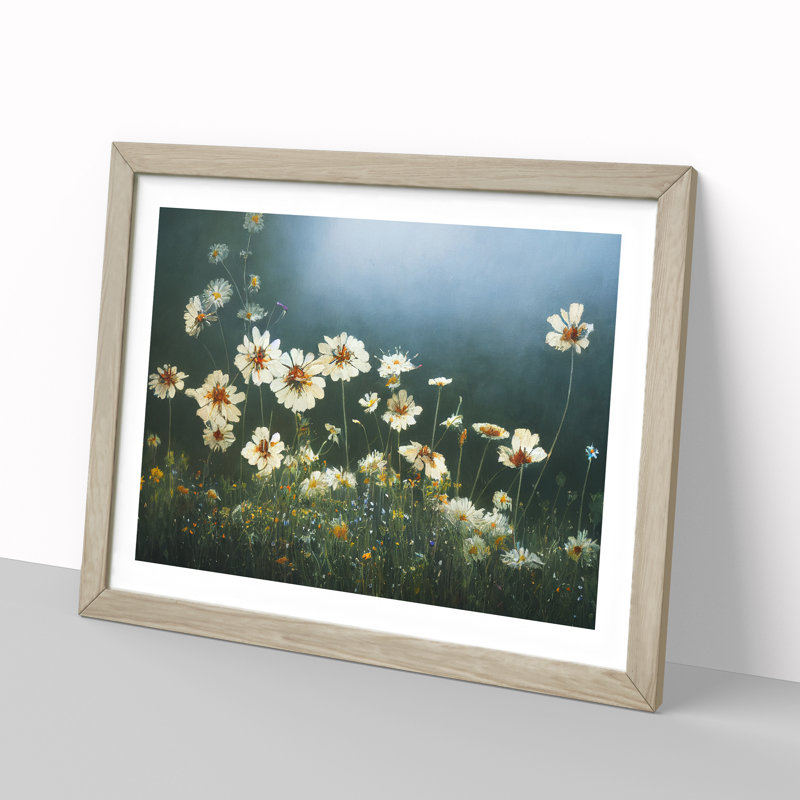 Otherworldly Wildflowers Floral 1 Piece Single Picture Frame Wall Art, 46cm H x 64cm W x 2cm D, Oak