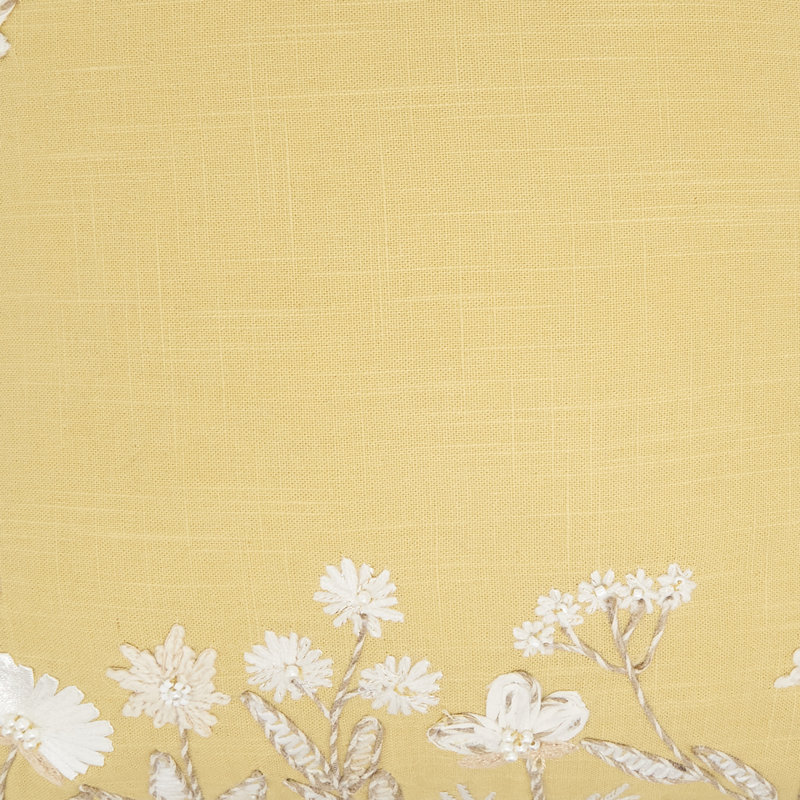 Graceful Embroidered Floral Pillow, Polyester, Yellow