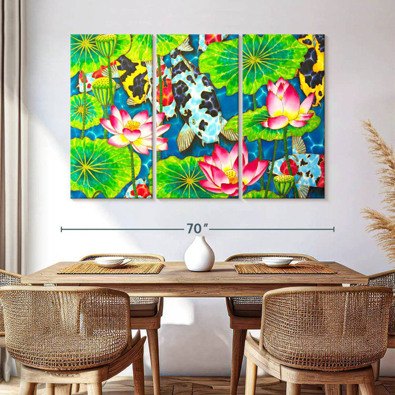 Brampt Lotus And Koi, 42" H x 65" W