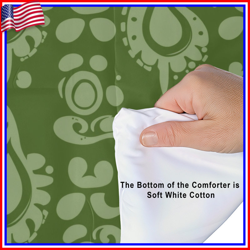 Green Paisley Pattern Comforter, Twin