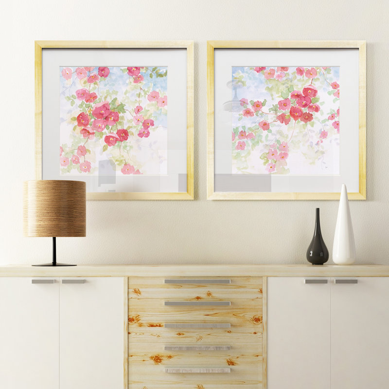 Rose Pleasure II-ensemble de 2 reproductions d’art sur papier encadrée