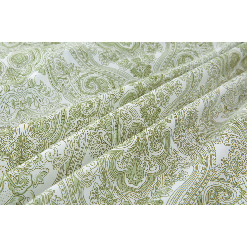Sateen Paisley Sheet Set, King, Fern Green