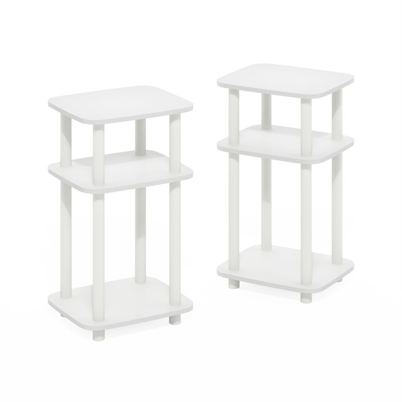 Table de bout Furinno Just 3-Turn Turn-N-Tube Curve, table d'appoint, paquet de 2, , Plateau blanc / base blanche