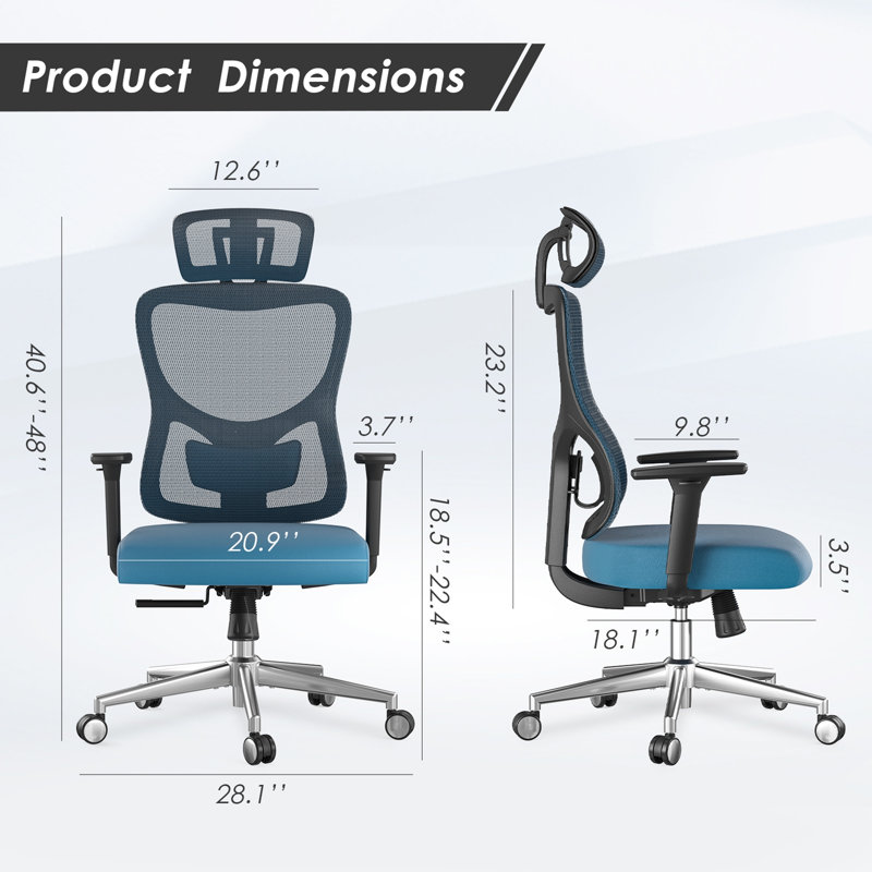 Ergonomic Office Chair,Mesh Desk Chair With Adjustable Lumbar Support And Headrest,Comfy Computer Chair With 4D Armrest Recling Swivel Chair For Home And Office