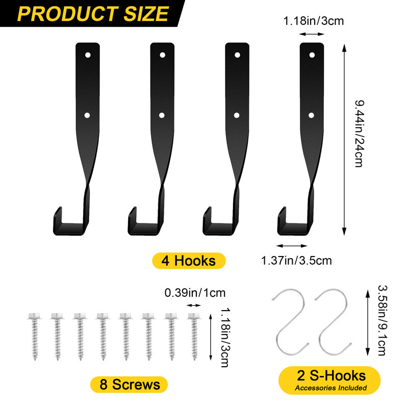 4 Pcs Chainsaw Holder, Heavy Chainsaw Wall Mount Holder for String Trimmer, Backpack Blower, Weed Eater Tool, Save Space, Load Capacity 110 lbs with 2 S Hooks