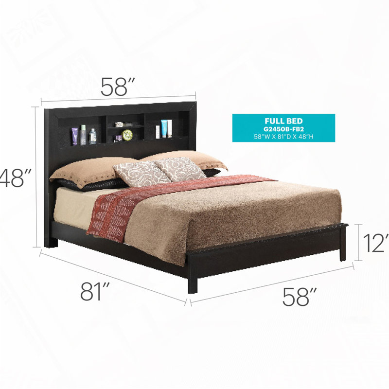 Wooden Storage Platform Bed Frame, Full, Black