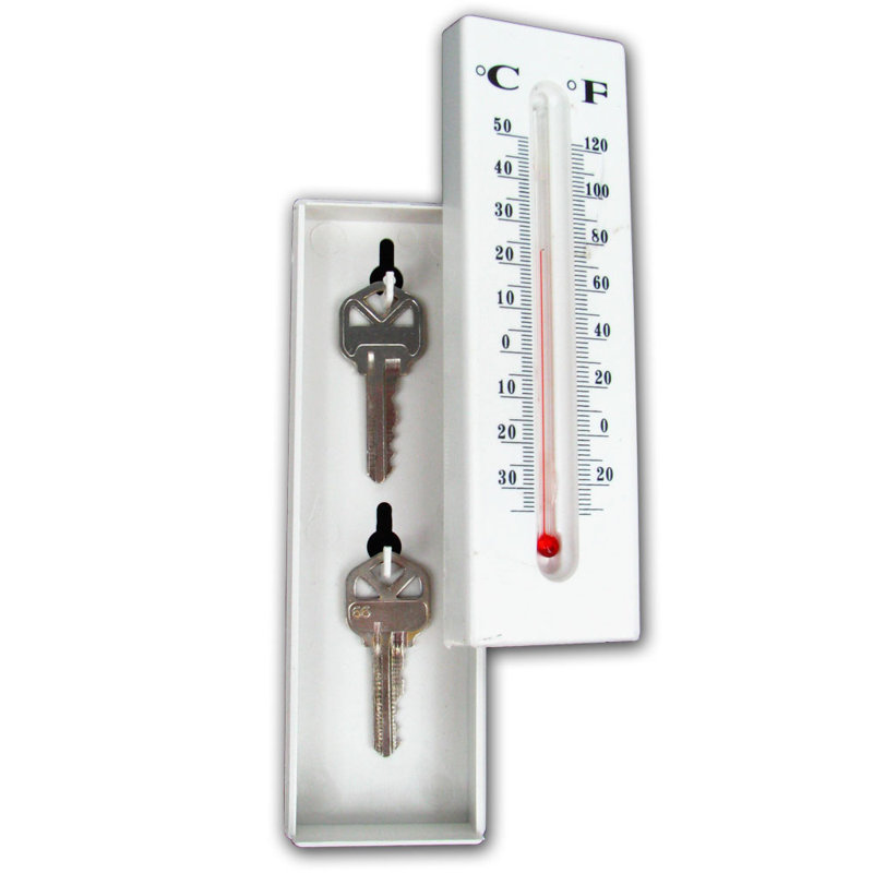 Stalwart Hidden Key Holder - Temperature Reading , Working Wall Mount Thermometer with Key Storage