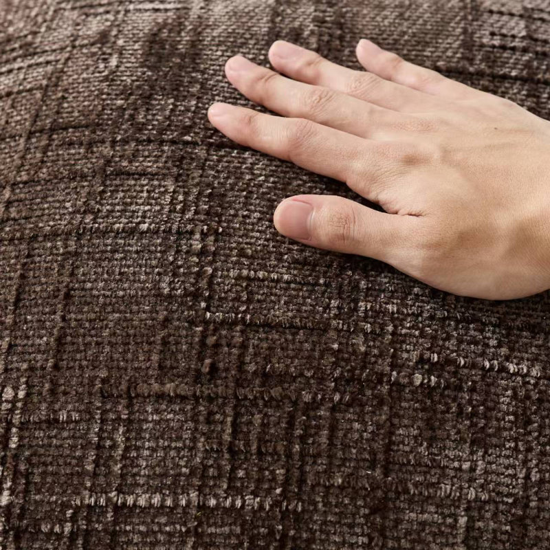 Housses de coussin en chenille texturée, Brun, Carré 20 po