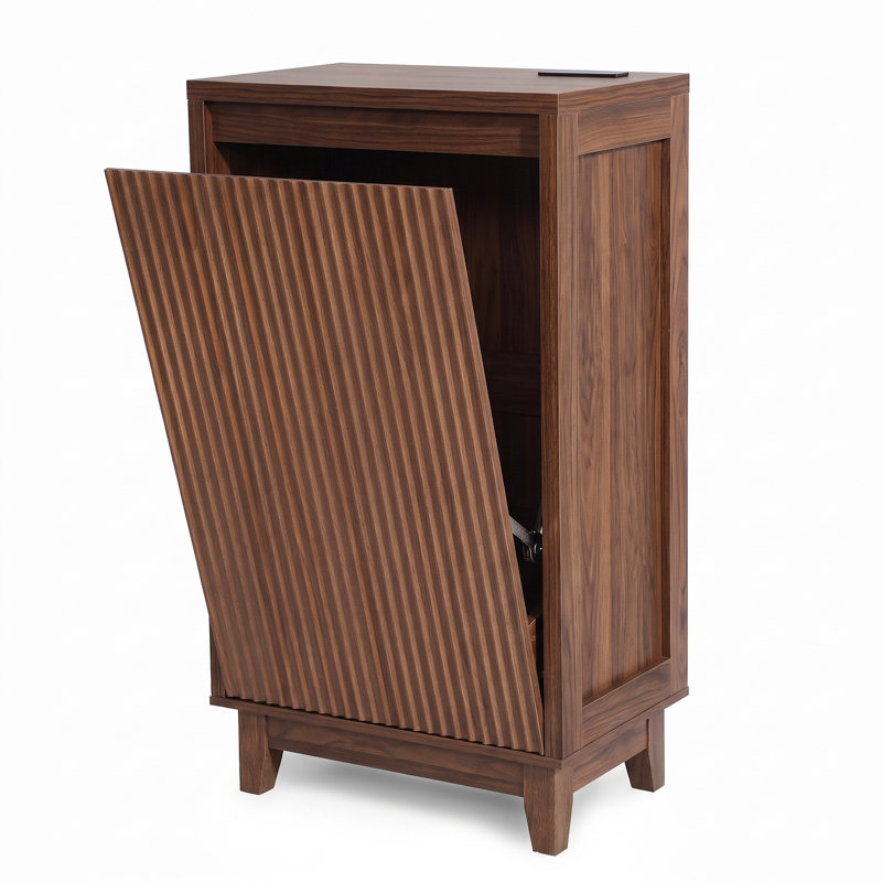  Armoire poubelle inclinable 12 gallons avec désodorisant et ion négatif, Noyer