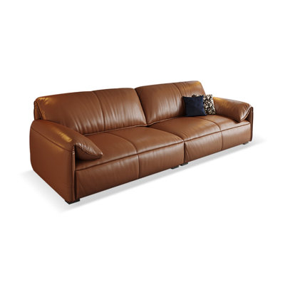 Canapé modulaire en cuir véritable caramel