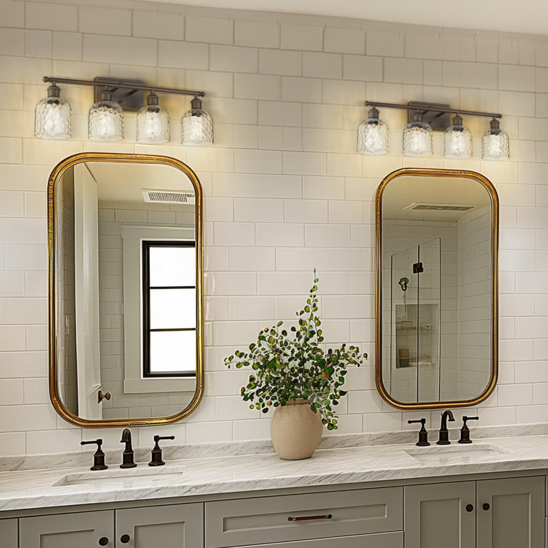 Éclairage pour salle de bain 4 lumières Lumley, Bronze huilé