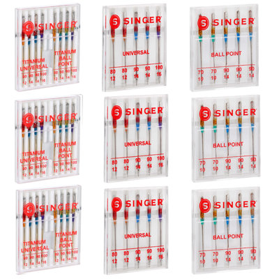 SINGER Titanium Universal Regular and Ball Point Sewing Machine Needles, 70/10-100/16, 54ct