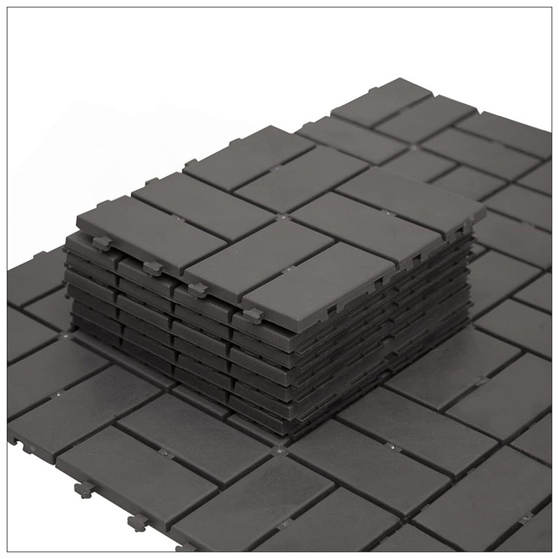 Carreaux de terrasse à emboîtement de patio, revêtement de sol composite résistant aux intempéries pour une utilisation extérieure et intérieure, paquet de 36