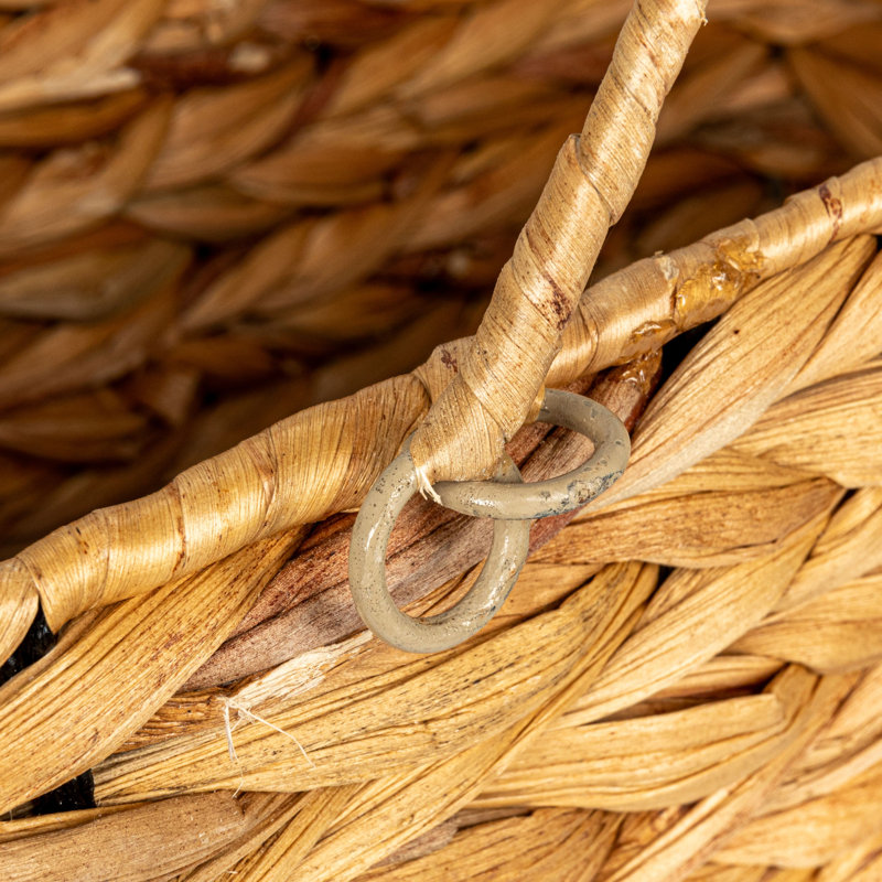 Bertram Handwoven Wicker Stair Basket with Handles, Brown