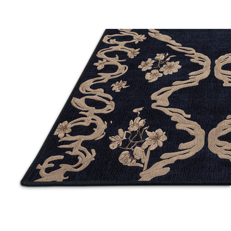 Machine Washable Gray Area Rug, Round 4'