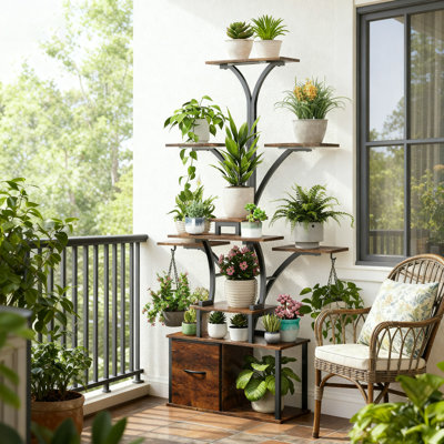 10-Tier Indoor Plant Stand With 3 Full-Spectrum Grow Lights, Metal Frame