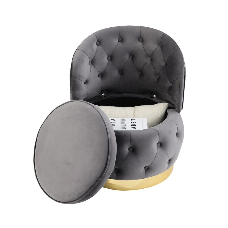 Fauteuil pivotant en velours Fluffy 360 degrés pour chambre à coucher - Zone de confort avec rangement rond et confortable
