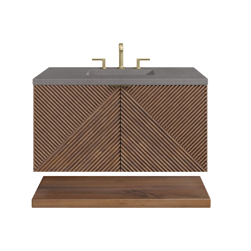 Meuble-lavabo flottant simple 36 po Marcello, Perle de jasmin éternelle, 8 po, 36"