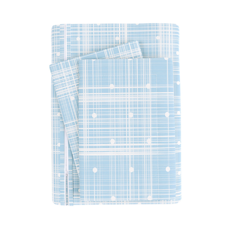 Aqua Polka Dot Microfiber Queen Bedspread Cover Set